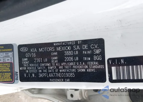 2017 Kia Forte Lx из США, поврежденный, VIN 3KPFL4A77HE019085